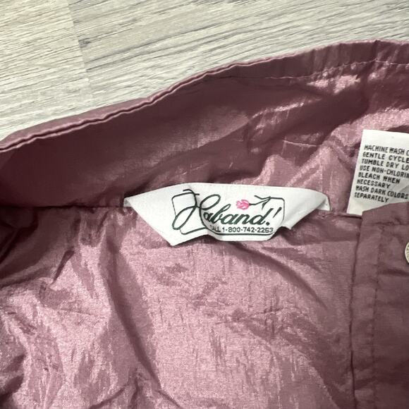Vintage Haband Medium Crinkle Windbreaker Button Up Jacket Metallic Mauve - Picture 3 of 9